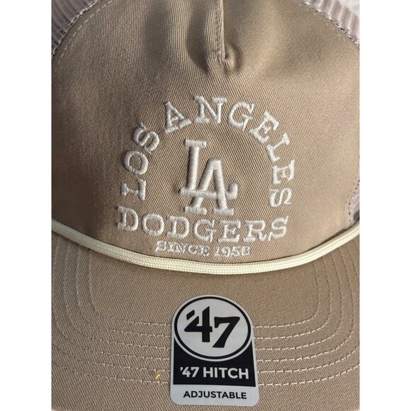 47 Brand Los Angeles Dodgers Khaki Adjustable Mesh Back Hitch Cap - Picture 2 of 6